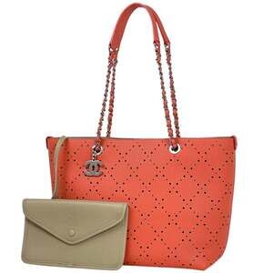 CHANEL Pink Caviar Leather Logo Shoulder Bag